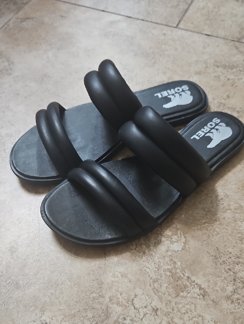 Sorel Ella Puff Black Slide Sandals